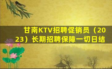 甘南KTV招聘促销员（2023）长期招聘保障一切日结